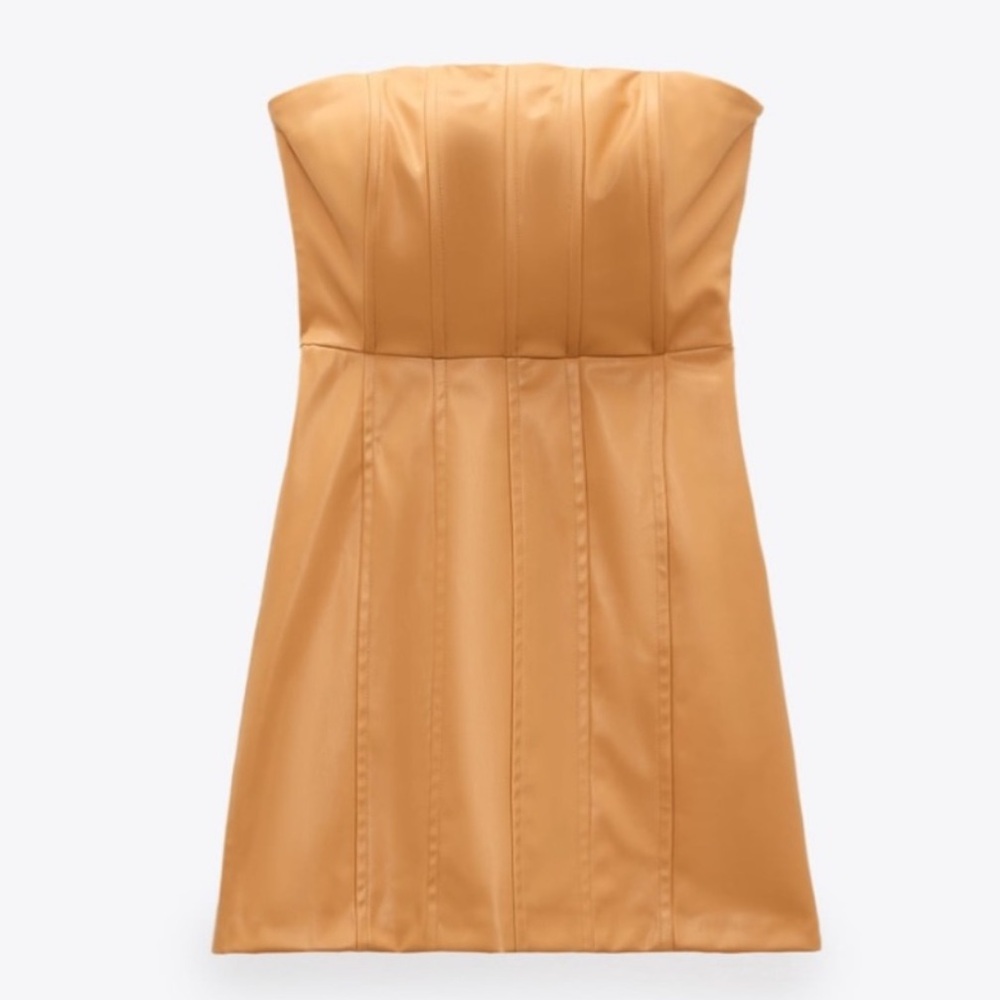 ZARA Yellow leather mini dress